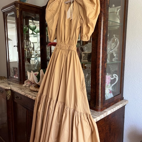 New with Tags Ulla Johnson Claire Cutout Cotton  Midi Dress Cedar - Picture 3 of 11